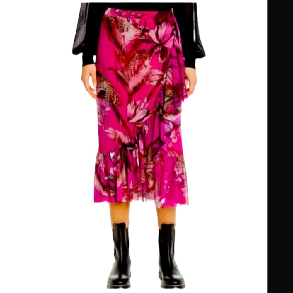 Fuzzi leopard & floral print azalea skirt